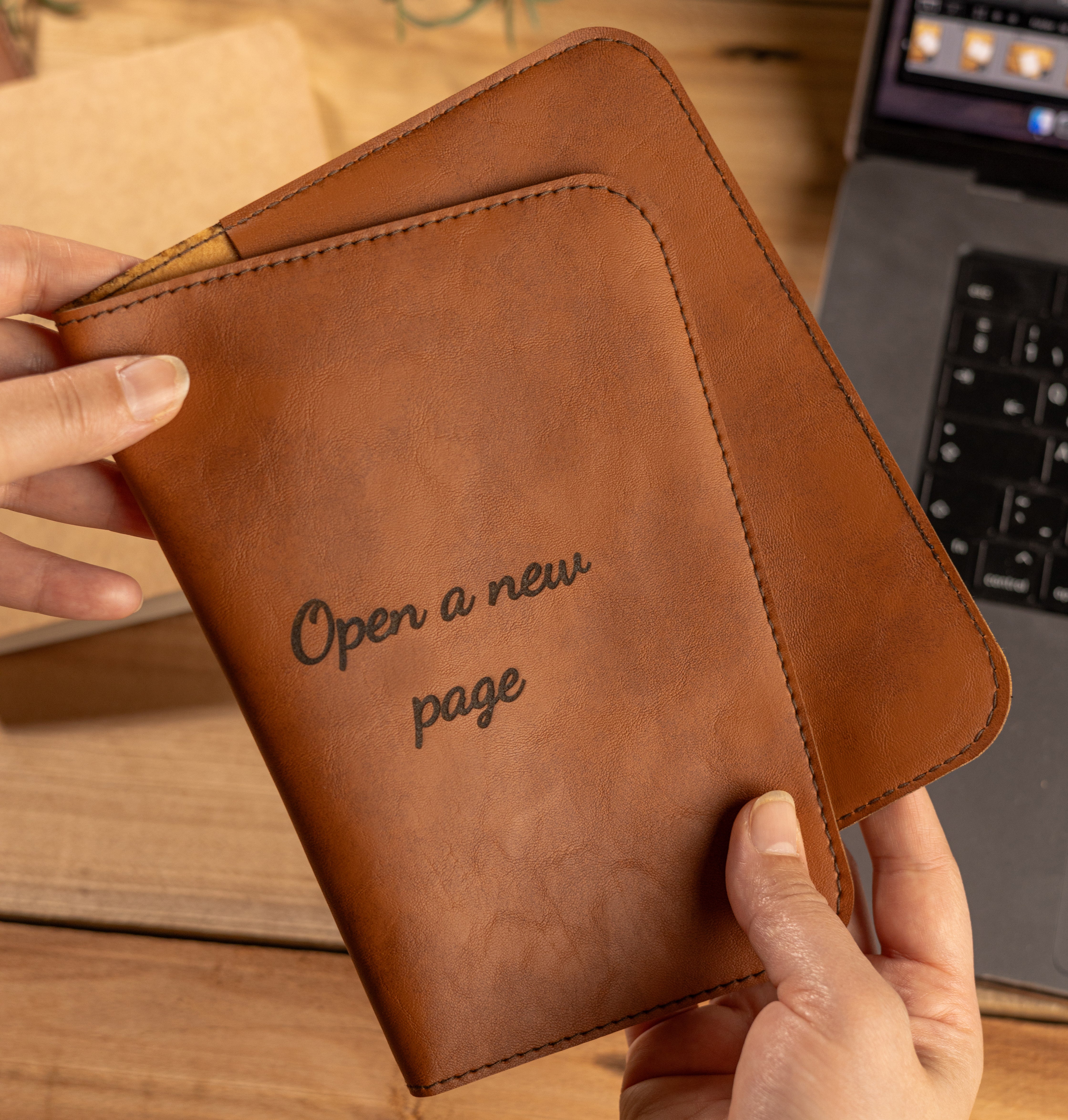 open a new page leather cover