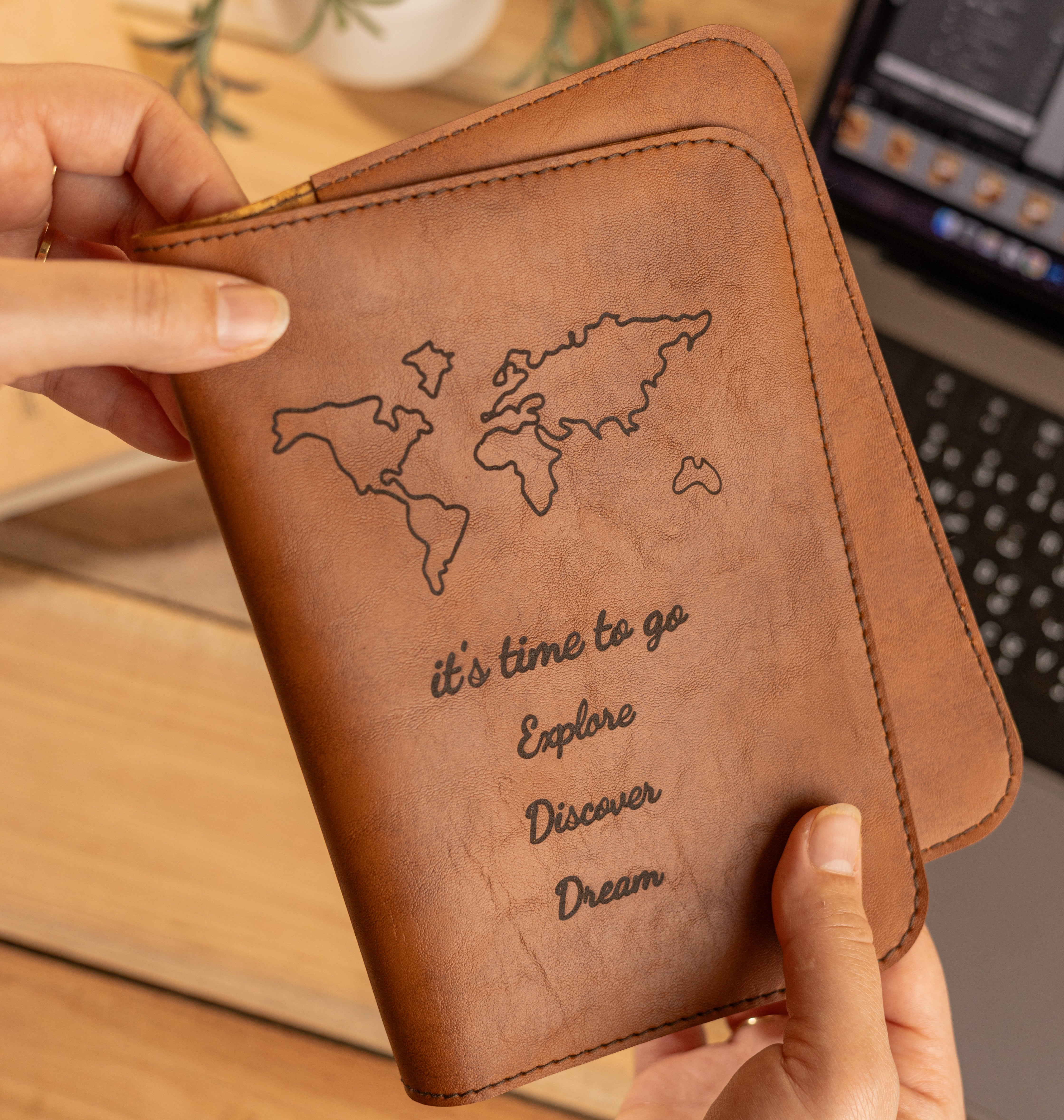 World Map leather cover