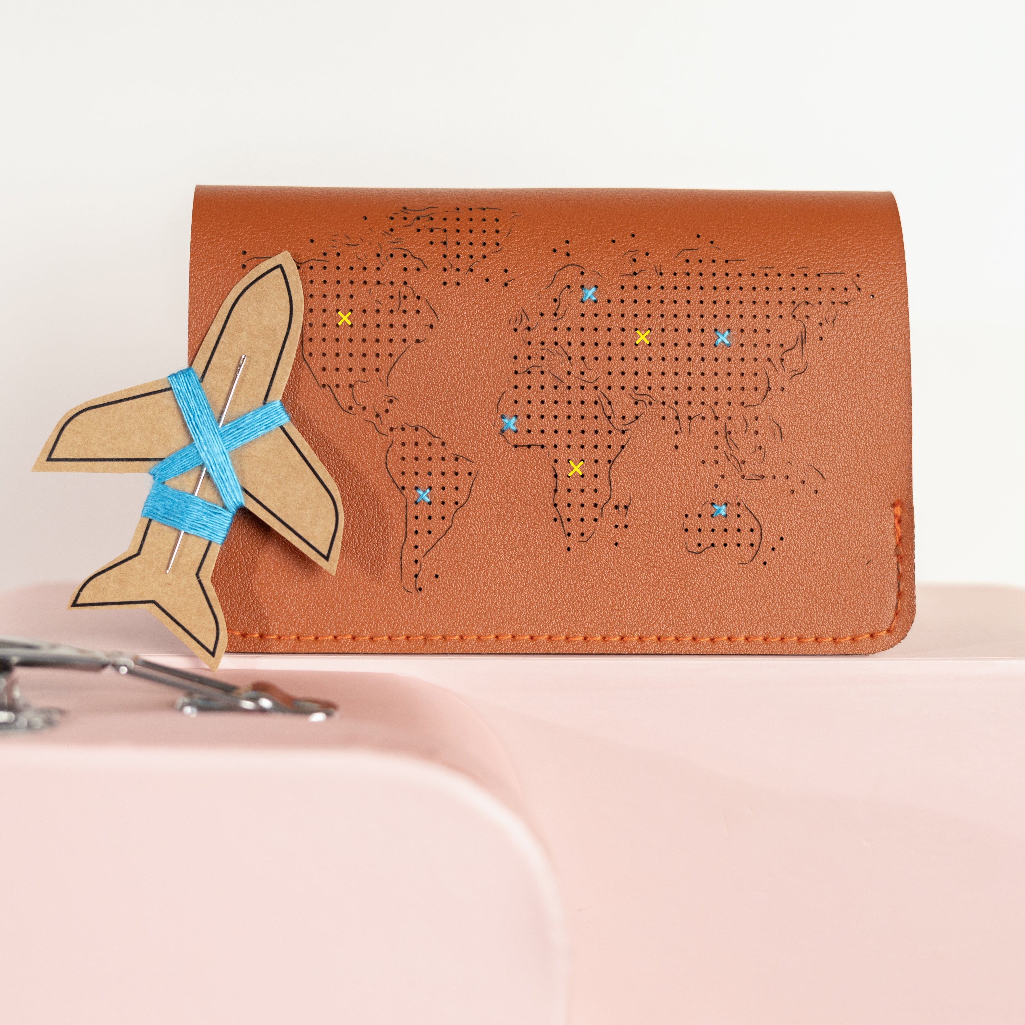 Stitch Passport Cover - Brown