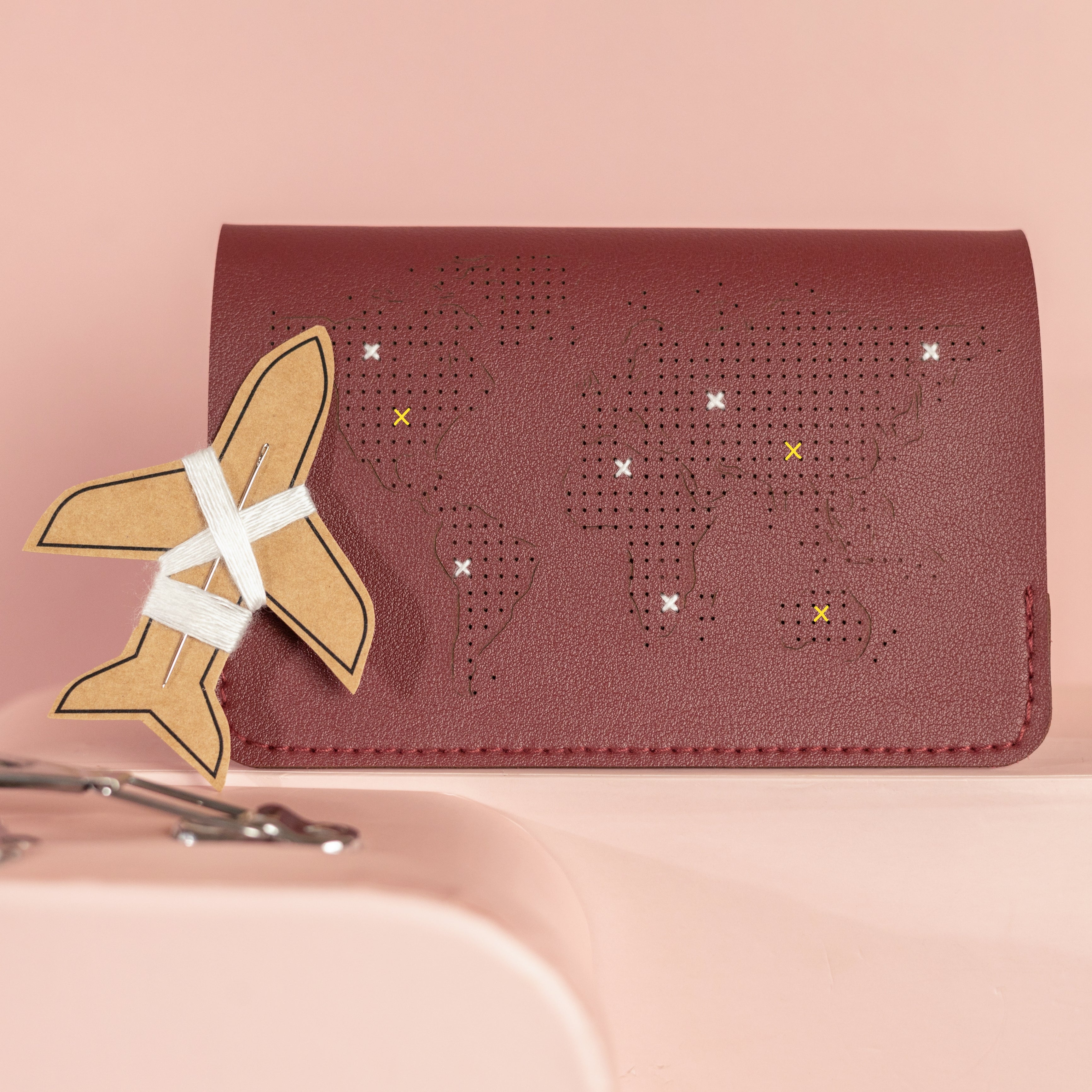 Stitch Passport Cover - Burgundy