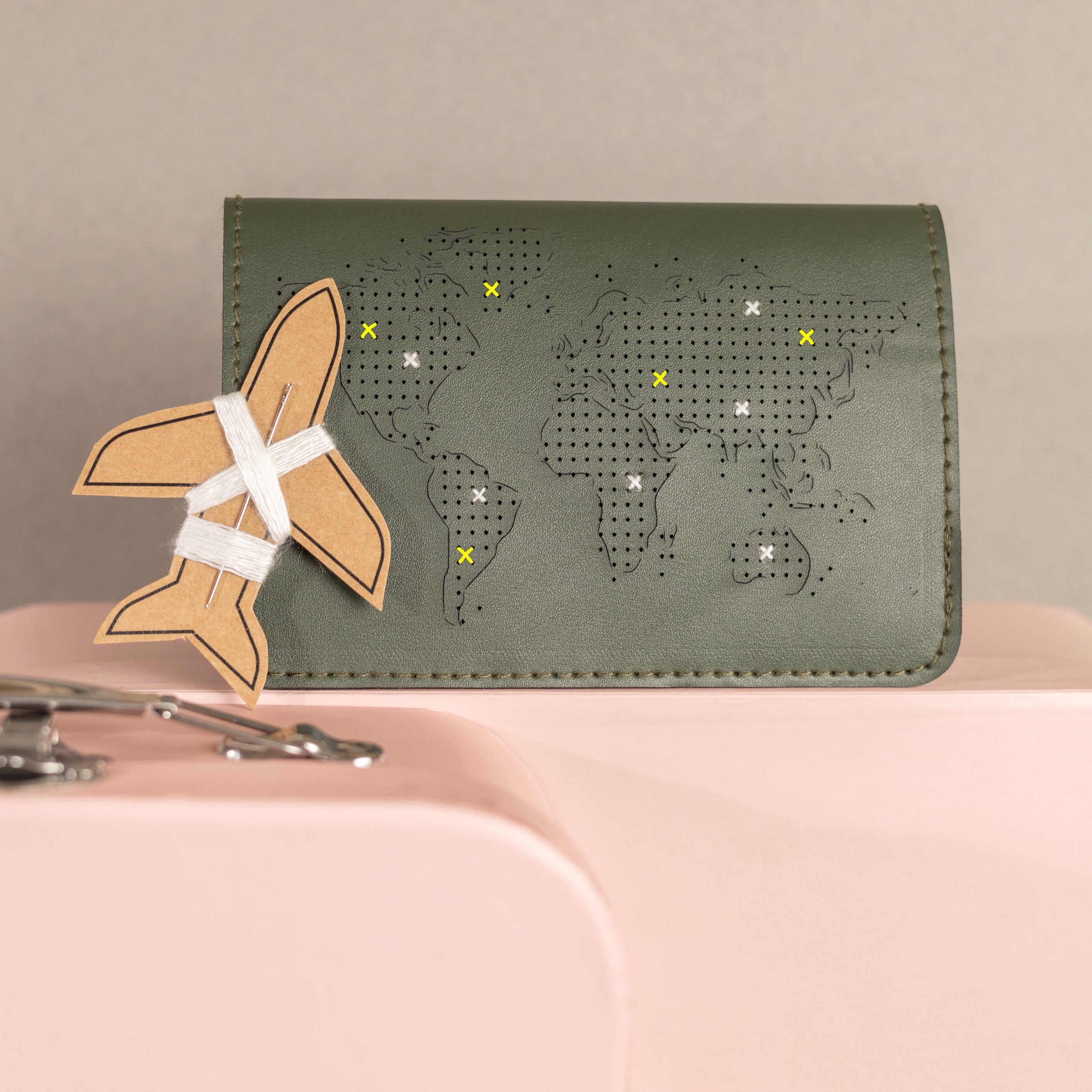 Stitch Passport Cover - olive